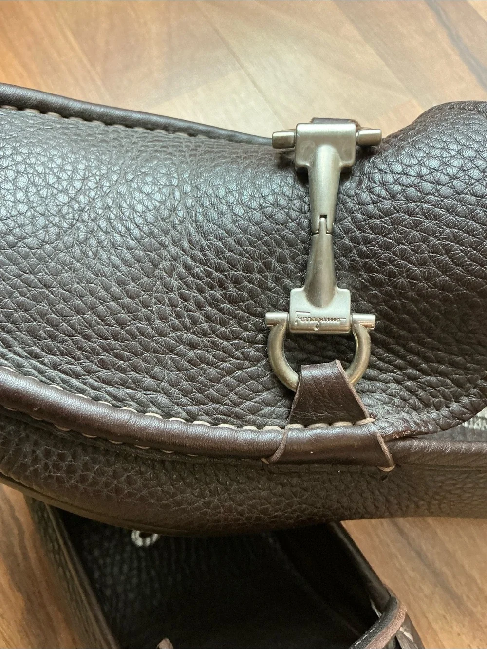 Salvatore Ferragamo Brown Pebbled Leather Bit Loafers